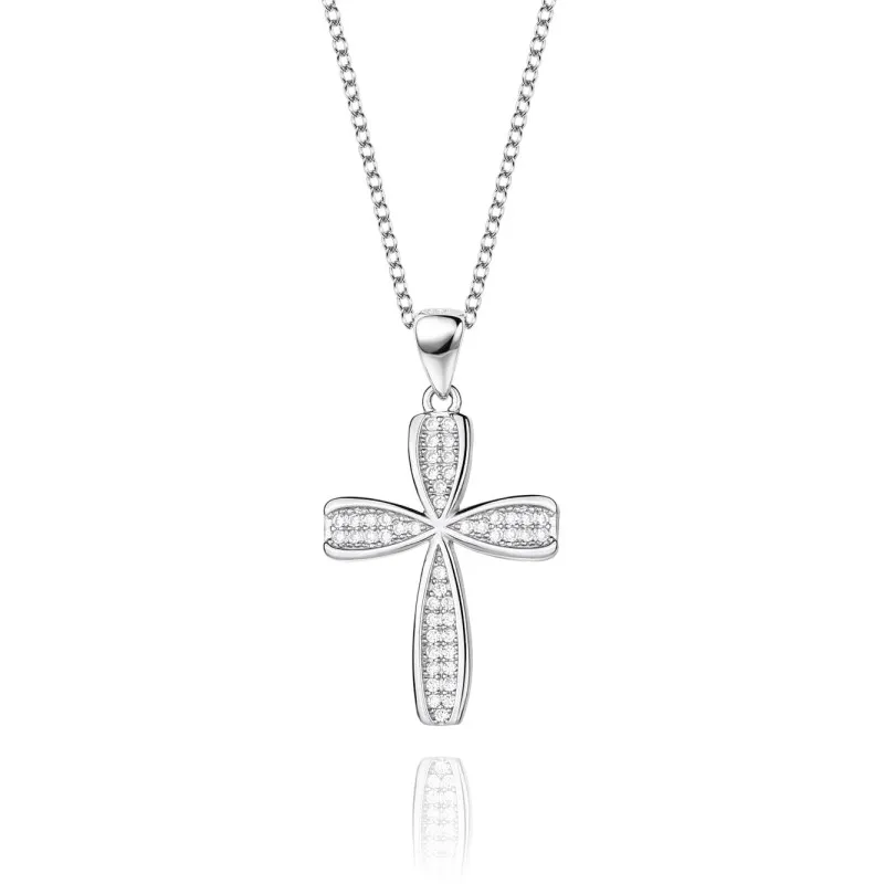 Cubic Zirconia Cross Pendant Necklace 80200039