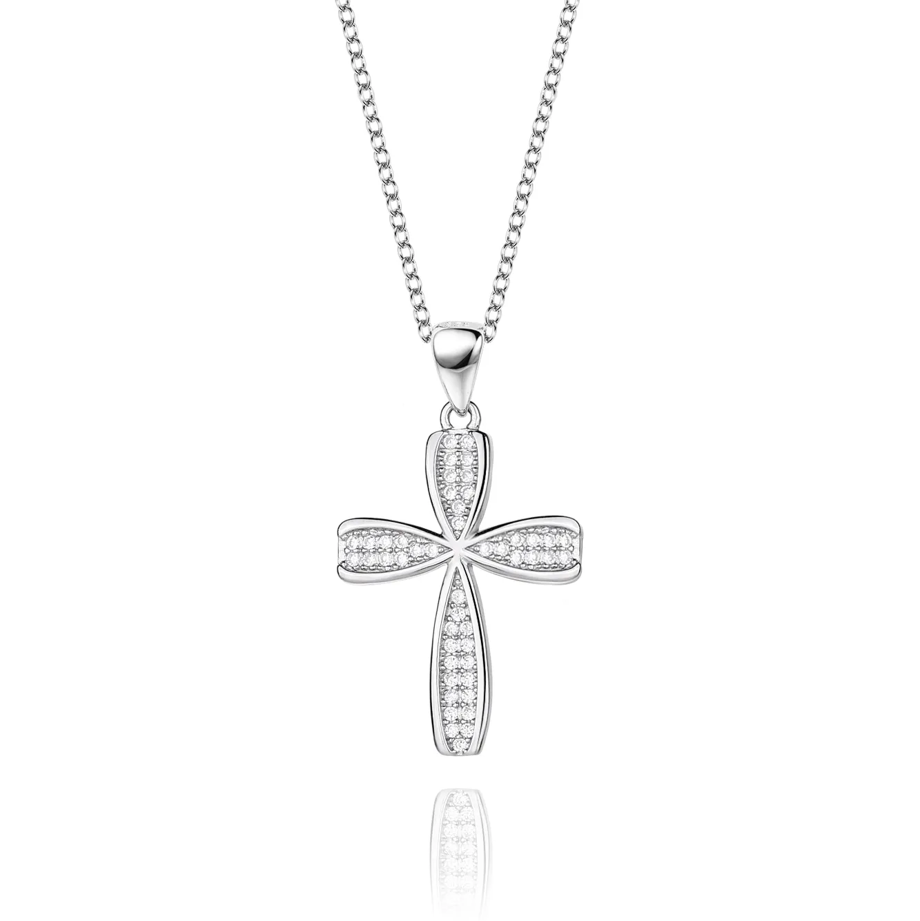 Cubic Zirconia Cross Pendant Necklace 80200039