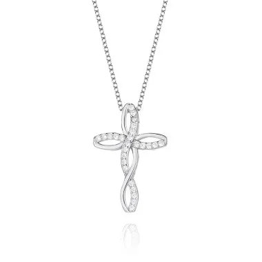 Cubic Zirconia Cross Pendant Necklace 80200041