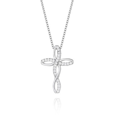 Cubic Zirconia Cross Pendant Necklace 80200041