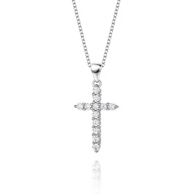 Cubic Zirconia Cross Pendant Necklace 80200042