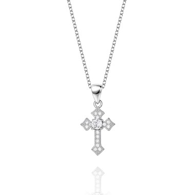 Cubic Zirconia Cross Pendant Necklace 80200043