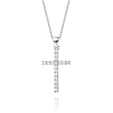 Cubic Zirconia Cross Pendant Necklace 80200044