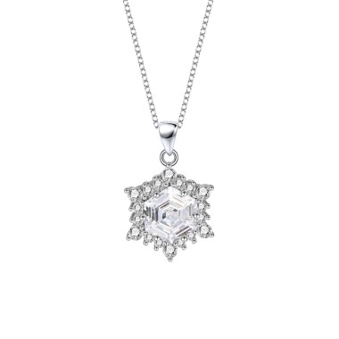 Cubic Zirconia Snowflake Pendant Necklace 80200048