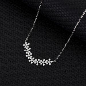 Cubic Zirconia Seven Flowers Pendant Necklace 80200049