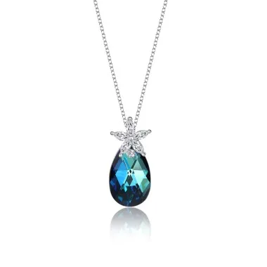 Austrian Crystals Waterdrop Cubic Zirconia Flower Necklace 80200067