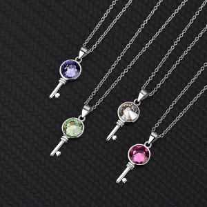 Austrian Crystals Key Pendant Necklace 80200068