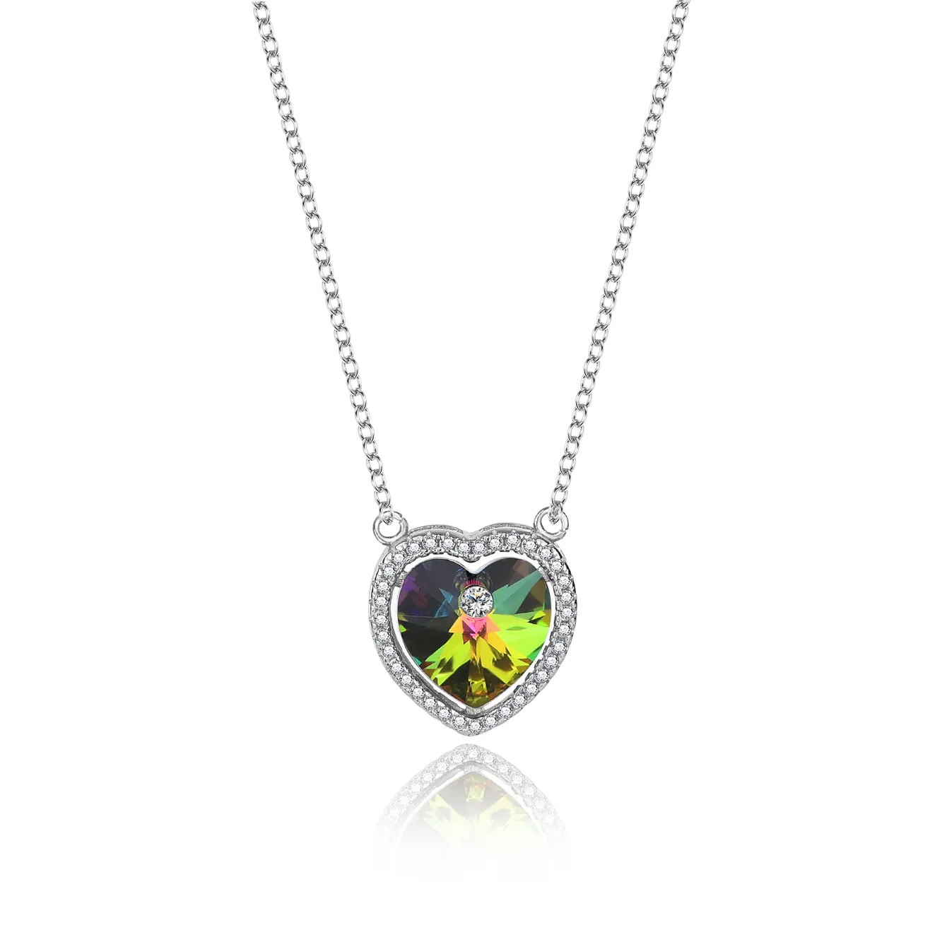 Austrian Crystals Love Heart Cubic Zirconia Pendant Necklace 80200069