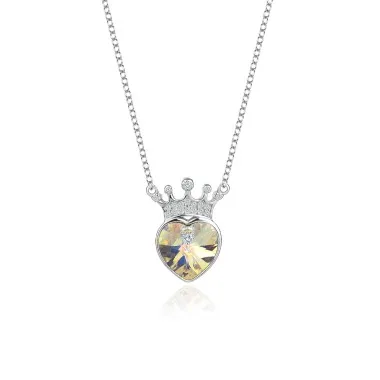 Austrian Crystals Love Heart Cubic Zirconia Crown Necklace 80200070