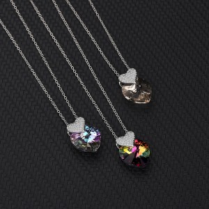 Austrian Crystals Love Heart Cubic Zirconia Pendant Necklace 80200071