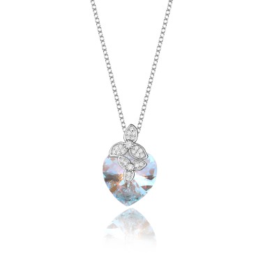 Austrian Crystals Love Heart Cubic Zirconia Flower Necklace 80200073
