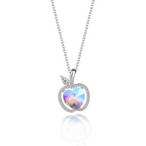 Austrian Crystals Love Heart Cubic Zirconia Apple Pendant Necklace 80200074