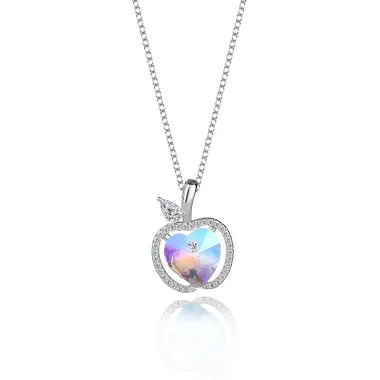 Austrian Crystals Love Heart Cubic Zirconia Apple Pendant Necklace 80200074