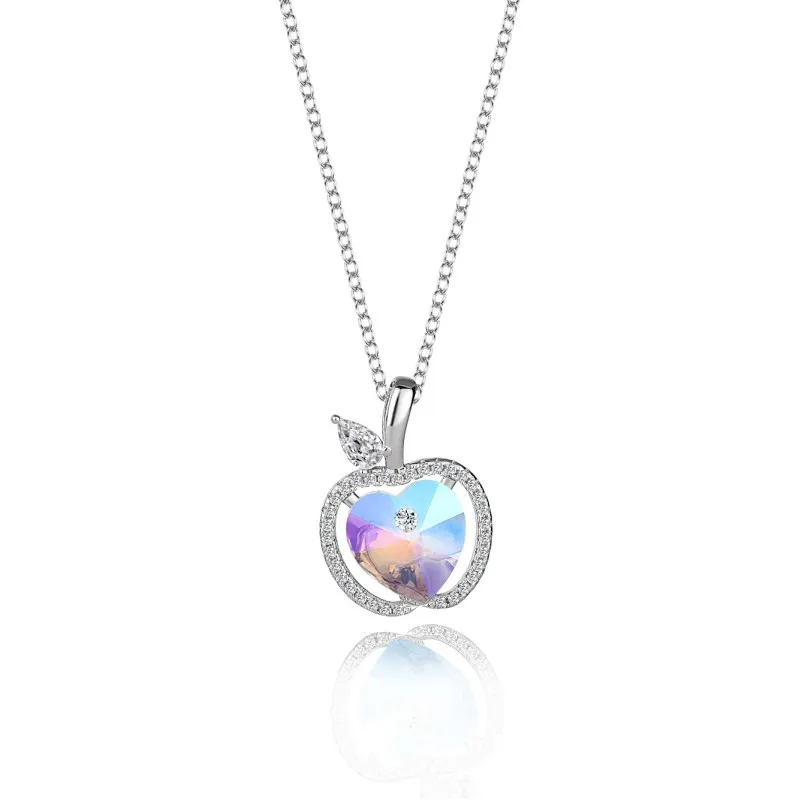 Austrian Crystals Love Heart Cubic Zirconia Apple Pendant Necklace 80200074