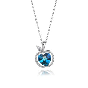 Austrian Crystals Love Heart Cubic Zirconia Apple Pendant Necklace 80200074