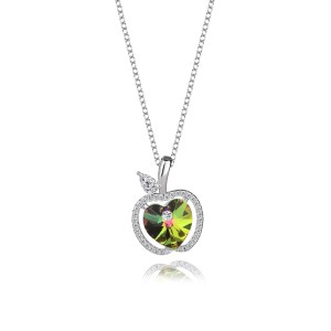 Austrian Crystals Love Heart Cubic Zirconia Apple Pendant Necklace 80200074