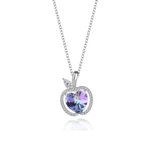 Austrian Crystals Love Heart Cubic Zirconia Apple Pendant Necklace 80200074