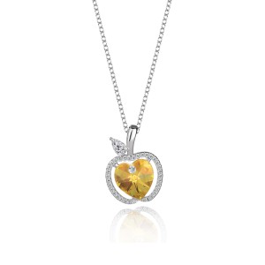 Austrian Crystals Love Heart Cubic Zirconia Apple Pendant Necklace 80200074