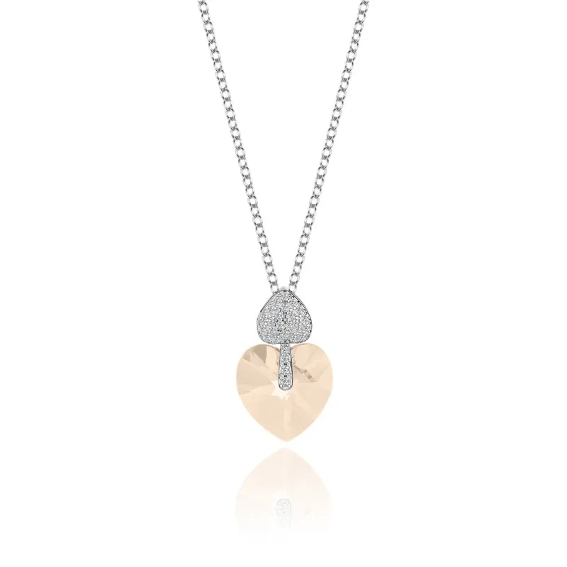 Austrian Crystals Love Heart Cubic Zirconia Pendant Necklace 80200076