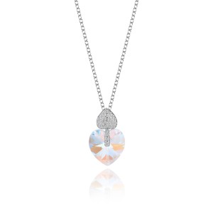 Austrian Crystals Love Heart Cubic Zirconia Pendant Necklace 80200076
