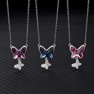 Austrian Crystals Butterfly Cubic Zirconia Pendant Necklace 80200078