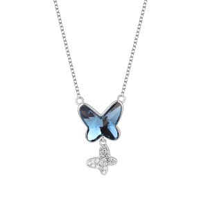 Austrian Crystals Butterfly Cubic Zirconia Pendant Necklace 80200078