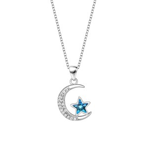 Austrian Crystals Star Moon Cubic Zirconia Pendant Necklace 80200080