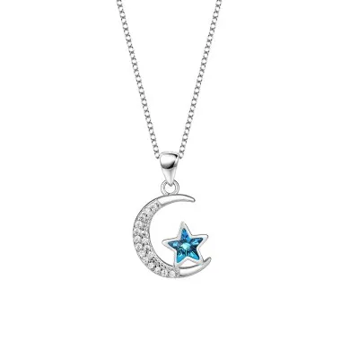 Austrian Crystals Star Moon Cubic Zirconia Pendant Necklace 80200080