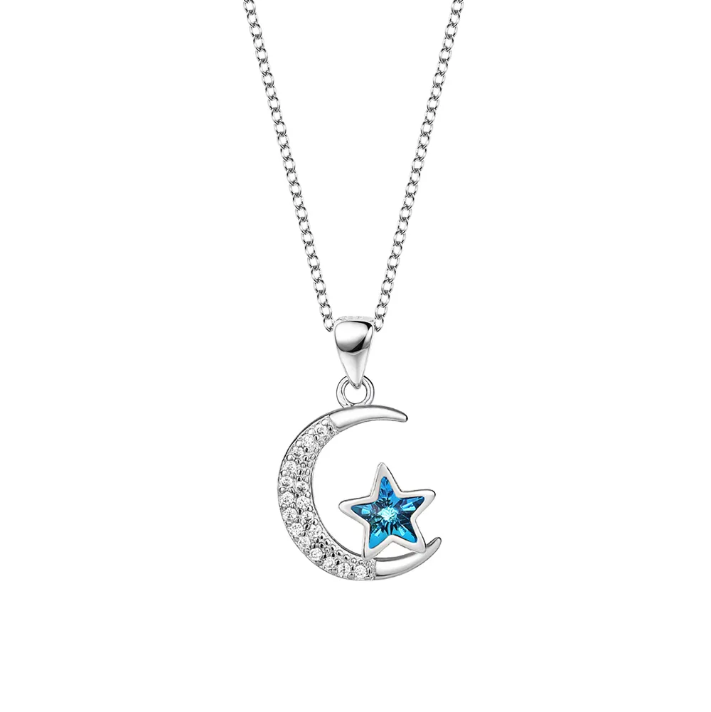 Austrian Crystals Star Moon Cubic Zirconia Pendant Necklace 80200080