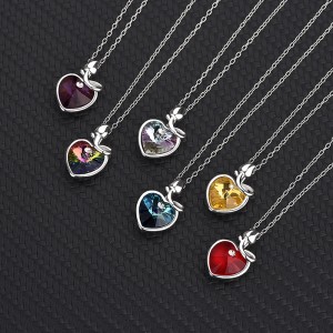 Austrian Crystals Love Heart Cubic Zirconia Pendant Necklace 80200081