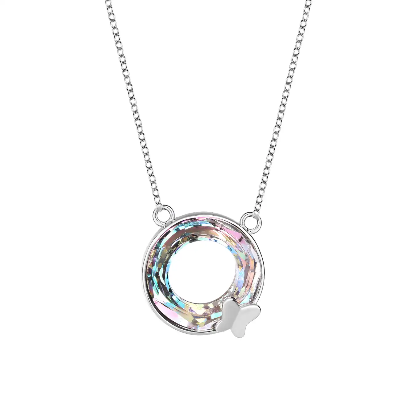 Crystals from Swarovski Circle Butterfly Pendant Necklace 80200084
