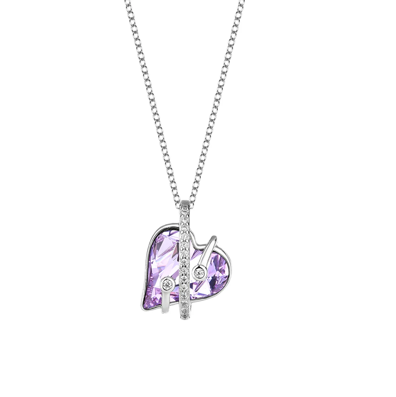 Austrian Crystals Love Heart Cubic Zirconia Pendant Necklace 80200085