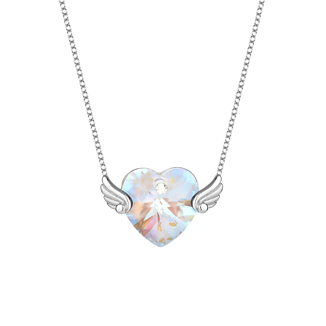 Crystals from Swarovski Love Heart Cubic Zirconia Wing Necklace 80200086