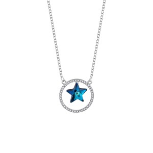 Austrian Crystals Star Cubic Zirconia Circle Pendant Necklace 80200105