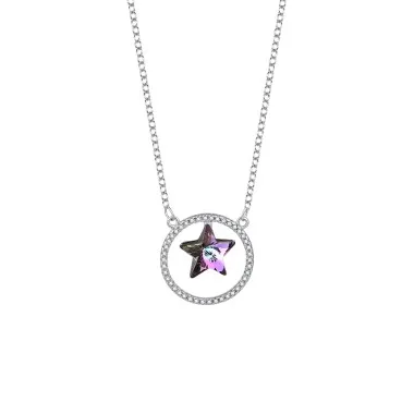 Austrian Crystals Star Cubic Zirconia Circle Pendant Necklace 80200105