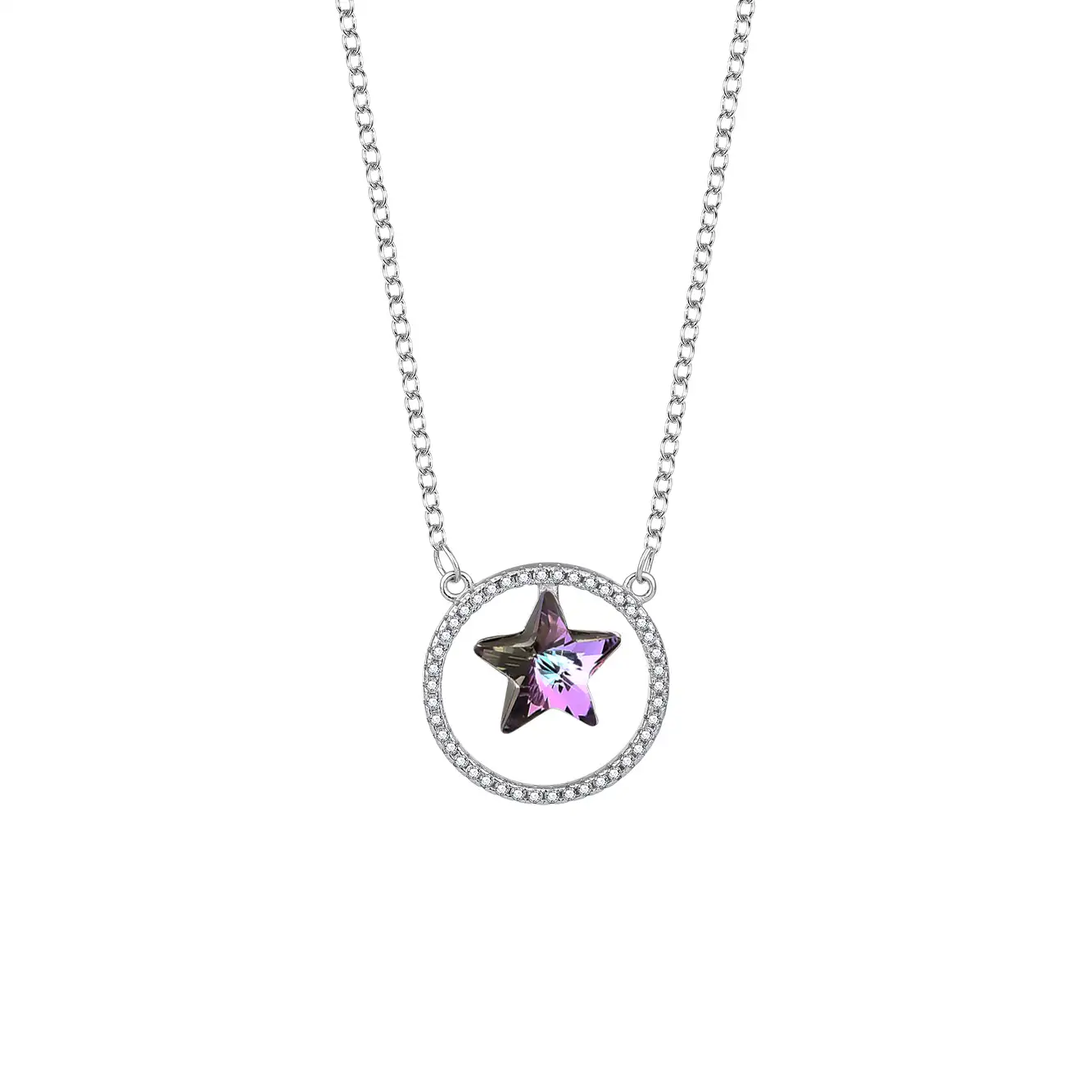 Crystals from Swarovski Star Cubic Zirconia Circle Pendant Necklace 80200105