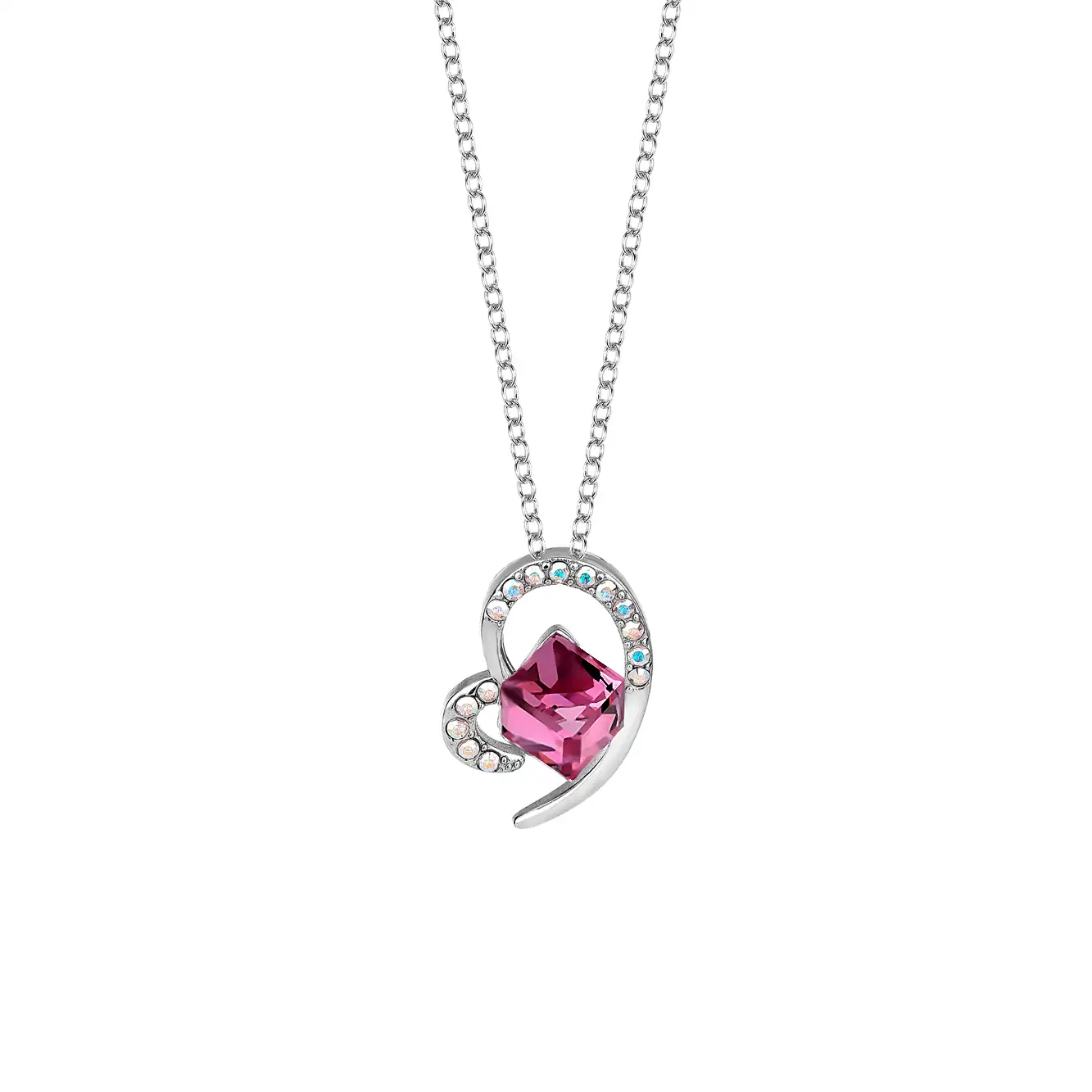 Crystals from Swarovski Cube Cubic Zirconia Heart Pendant Necklace 80200108