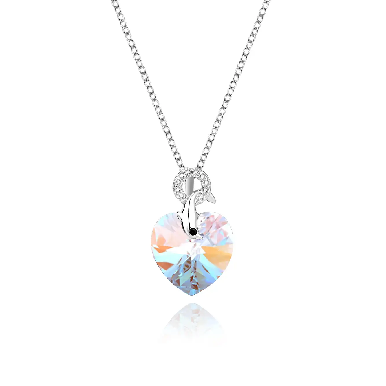 Crystals from Swarovski Love Heart Cubic Zirconia Fox Pendant Necklace 80200110