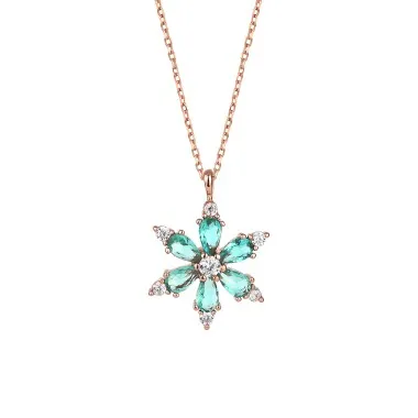 Silver Cubic Zirconia Flower Necklace 80200111