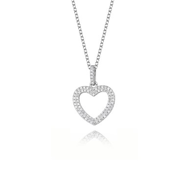 Silver Cubic Zirconia Heart Necklace 80200112