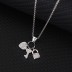 Silver Cubic Zirconia Lock Key Heart Necklace 80200113