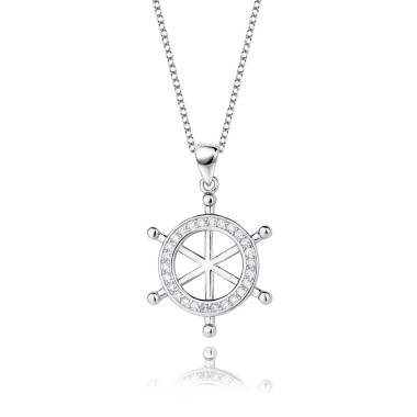 Silver Cubic Zirconia Rudder Necklace 80200115