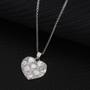 Silver Cubic Zirconia Heart Necklace 80200116