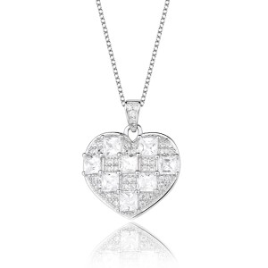 Silver Cubic Zirconia Heart Necklace 80200116