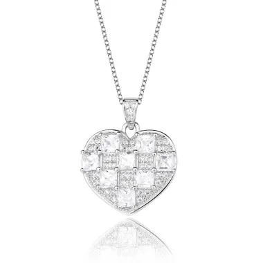 Silver Cubic Zirconia Heart Necklace 80200116