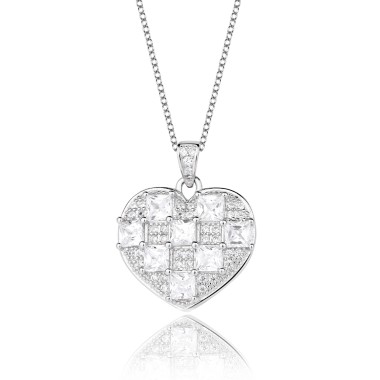 Silver Cubic Zirconia Heart Necklace 80200116