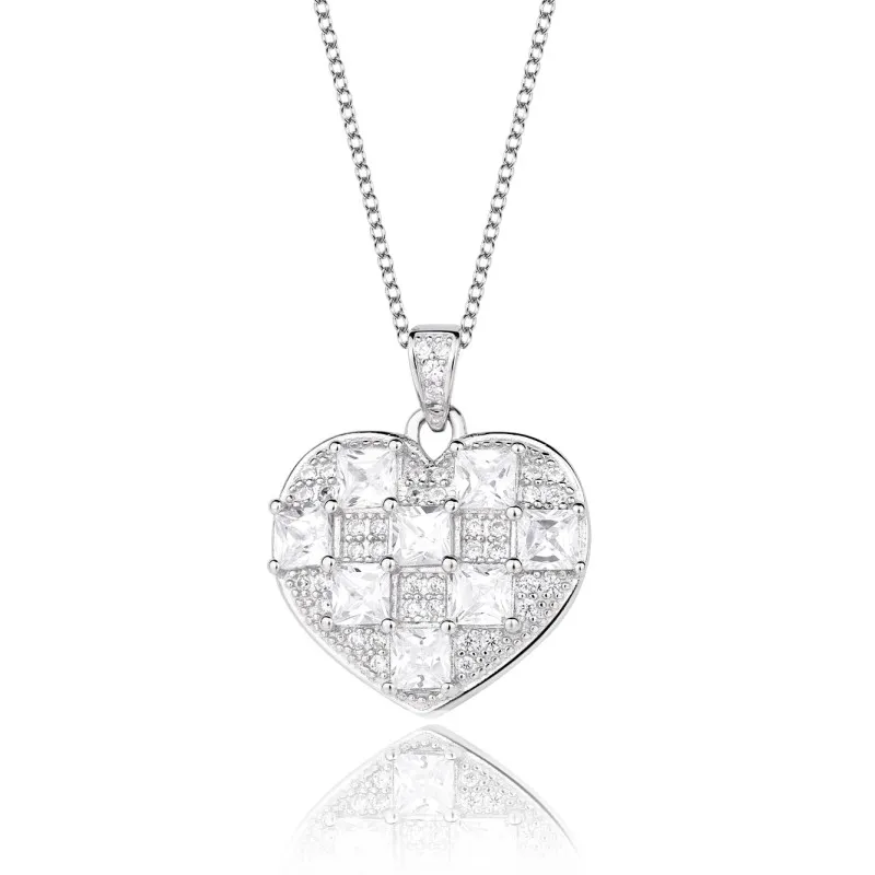 Silver Cubic Zirconia Heart Necklace 80200116