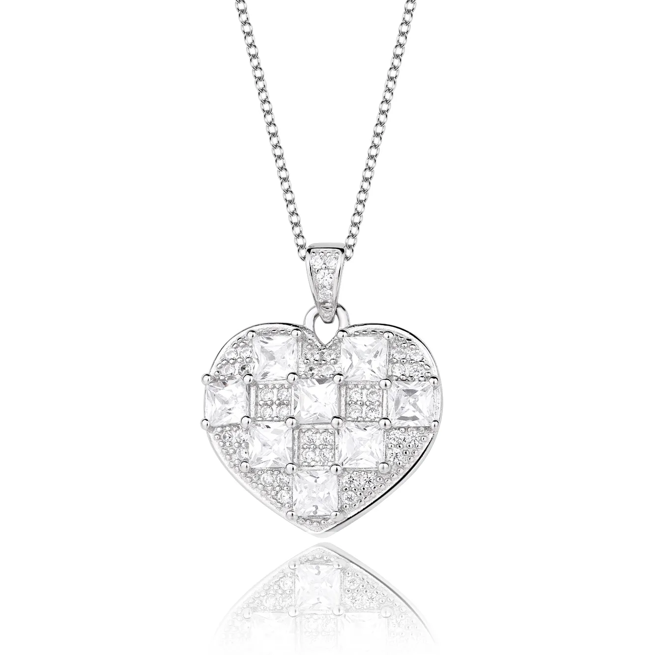 Silver Cubic Zirconia Heart Necklace 80200116