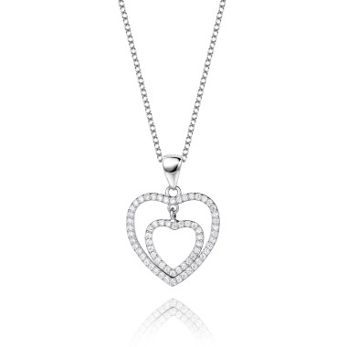 Silver Cubic Zirconia Heart Necklace 80200120