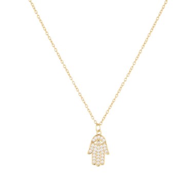 Silver Cubic Zirconia Evil Eye Hamsa Hand Necklace 80200122